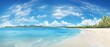 © hassan - Relaxing and inspiring seascape of sky and sea: a panoramic view of a tropical beach with a wide horizon