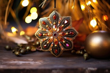 Wall Mural - a metallic solstice ornament decorated with sequins