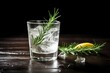 a gin and tonic garnished with a sprig of rosemary