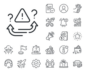 Poster - important choice sign. salaryman, gender equality and alert bell outline icons. attention line icon.