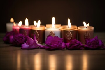 Canvas Print - closeup of kinara with all seven candles lit