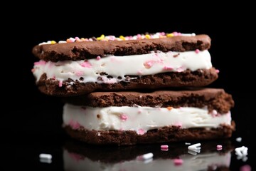 Sticker - partially visible ice cream sandwich against a black background