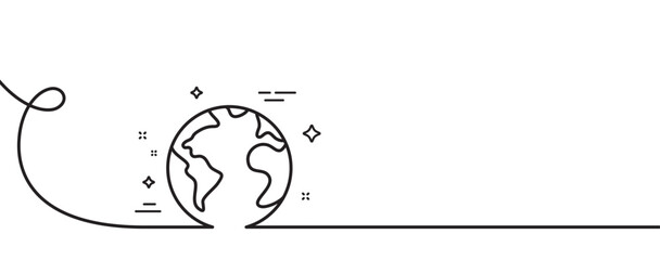 Poster - world planet line icon. continuous one line with curl. web internet sign. global marketing symbol. w