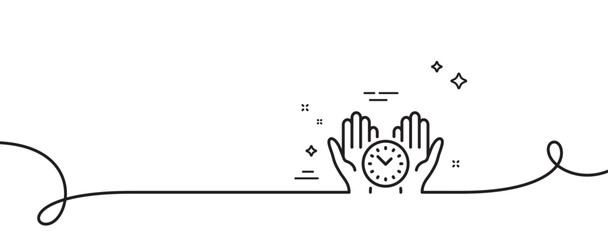Poster - safe time line icon. continuous one line with curl. clock sign. office management symbol. safe time 