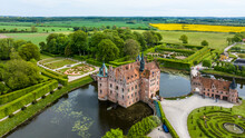 Denmark, Southern Denmark, Kvaerndrup, Aerial View Of Egeskov Castle And Surrounding Park