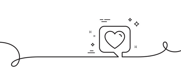 Poster - heart line icon. continuous one line with curl. favorite like sign. positive feedback symbol. heart 