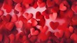 Valentine’s day red hearts - abstract panorama background for love concept