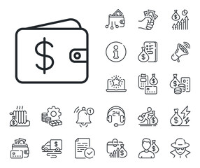Poster - dollar sign. cash money, loan and mortgage outline icons. shopping wallet line icon. usd money pocke