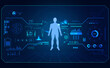 abstract technology ui futuristic concept human health hud interface hologram elements of digital data chart, communication, computing and circle percent vitality innovation on hi tech