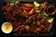 Assorted platter of edible insects, a nourishing insect-eating idea. Generative AI