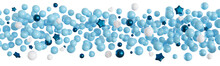 Blue Balloons Line On Transparent Background. It's A Boy Foreground. Border, Row. Cut Out Graphic Design Elements. Happy Birthday, Party, Baby Shower Decoration. Helium Balloon Group. 3D Render.