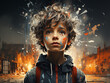 Mental Health in Youth. Creative abstract concept about teenager. Colorful illustration of teen boy