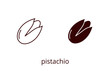 Pistachio icon, line editable stroke and silhouette