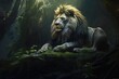 lion in the jungle, authoritative king of the jungle