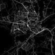 1:1 square aspect ratio vector road map of the city of  Brandenburg an der Havel in Germany with white roads on a black background.