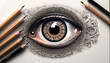 Digital drawing realistic eye mandala art AI Generated