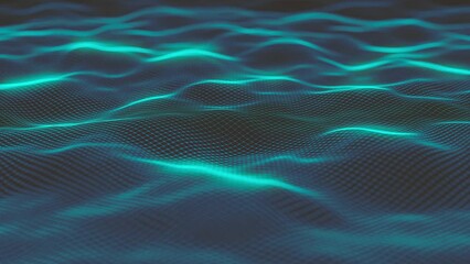 Poster - Abstract Minimal Mesh Waving Background/ 4k animation of an abstract fractal background with mesh surface and particle lines waving and depth of field blur