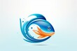 Illustration of a fish logo with a blue wave. Generative AI