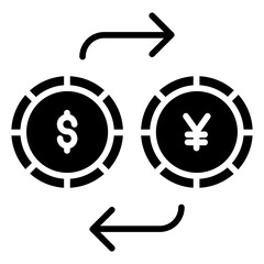 Sticker - Solid Dollar and Yen exchange icon