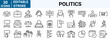 © Ruslan Ivantsov - Set of 30 Politics and diplomacy. Voting Related Vector Line Icons. Raising Hands, Electronic voting and more. Editable Stroke