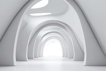  Minimal white abstract architecture background. Generative AI