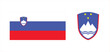 Vector image of the national flag and coat of arms of the Republic of Slovenia.