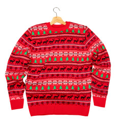 Poster - Christmas jumper with hanger lay on white background