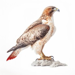 Wall Mural - Red-tailed hawk bird isolated on white background.