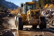 Front-end loader scooping up gravel at a quarry, Generative AI