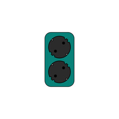 Fototapete - Electric socket or double port power socket in lineal color icon. Vector illustration design element template in trendy and unique style. Editable graphic resources for your creativity project.