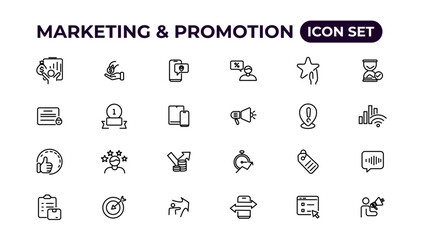 Poster - marketing and promotion linear icons collection.set of thin line web icon set, simple outline icons 