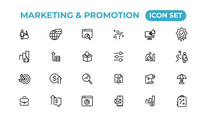Poster - marketing and promotion linear icons collection.set of thin line web icon set, simple outline icons 