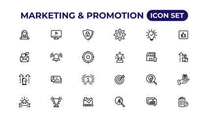 Poster - marketing and promotion linear icons collection.set of thin line web icon set, simple outline icons 