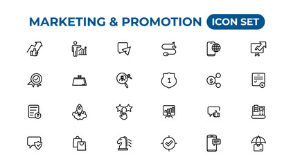 Poster - marketing and promotion linear icons collection.set of thin line web icon set, simple outline icons 