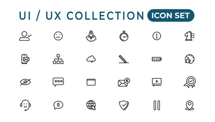 Poster - mega set of ui ux icon set, user interface iconset collection.set of thin line web icon set, simple 