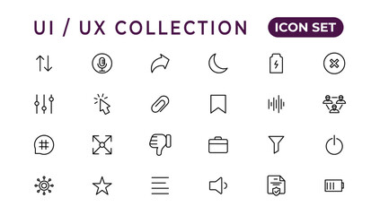 Poster - mega set of ui ux icon set, user interface iconset collection.set of thin line web icon set, simple 