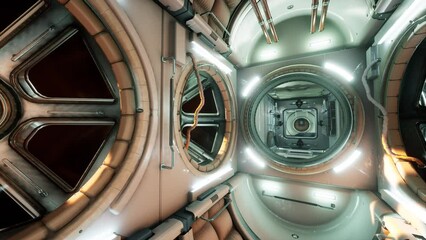 Wall Mural - interior of futuristic internation space station