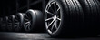 new car tires against dark background banner design