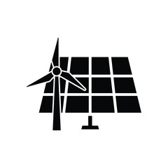 Wall Mural - green energy, renewable,  clean energy icon vector Solar panel and wind turbine icon