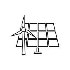 Wall Mural - green energy, renewable,  clean energy icon vector Solar panel and wind turbine icon