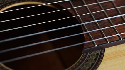 Poster - Guitar strings close-up. acoustic guitar