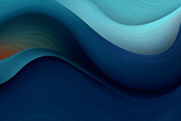 Wall Mural - Colorful Horizontal Banner. Modern Waves Background Design With Teal Blue, Very Dark Blue and Slate Gray Color.