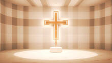 Cross In Church With Ray Of Light On The White Floor
In The Glow Of Faith: Church Interior Generative Ai
Church, Cross, Ray Of Light, Religion, Worship