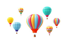 Colorful Hot Air Balloon Festival 3D PNG Icon.