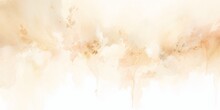 Watercolor Light Brown Dust, Autumn Abstract Background. Hand Painted Beige Wallpaper.