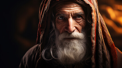 Wall Mural - Close-up portrait of biblical old man. Patriarch Abraham, Isaac or Jacob. Christian illustration.
