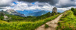 Popular mountain in the Swiss Alps called Schynige Platte in Switzerland. View on Schynige Platte, Jungfrau region, Switzerland. View of Wetterhorn, Schreckhorn and Eiger from Schynige Platte.