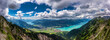 Beautiful Lake Thun and Lake Brienz view from Schynige Platte trail in Bernese Oberland, Canton of Bern, Switzerland. Popular mountain in the Swiss Alps called Schynige Platte in Switzerland.