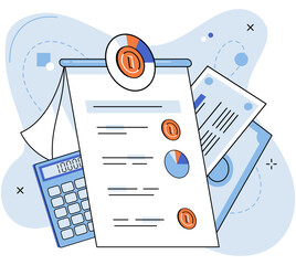 Fototapete - Investment analysis, financial planning, data exploration, business concept for strategic marketing with chart and graph on report, money and accounting document. Examination of income statement