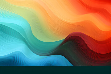 Wall Mural - Horizontal Colorful Abstract Wave Background With Peru, Firebrick and Light Sea Green Colors. Can Be Used as Texture, Background or Wallpaper.